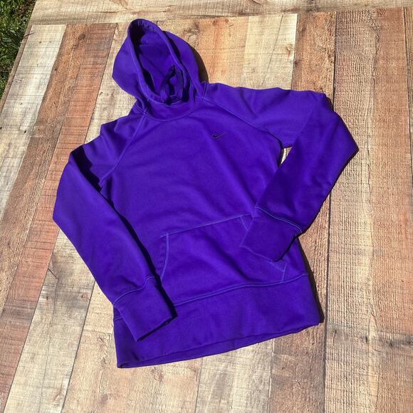 Nike Therma-Fit | Women's Purple Drawstring Fingerholes Funnel Hoodie Sz S - Picture 1 of 4